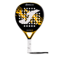 Joma Master 2026 padelracket in zwart met geel, vooraanzicht met witte grip