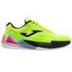 Joma Open Men 2026 padelschoen in neongeel met roze en turquoise, zijaanzicht