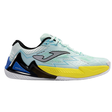 Joma Open Men 2026 in mintgroen met geel en blauw, zijaanzicht buitenkant