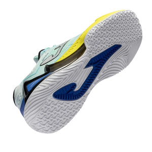 Witte zool van de mintgroene Joma Open Men 2026 met blauw en geel profiel