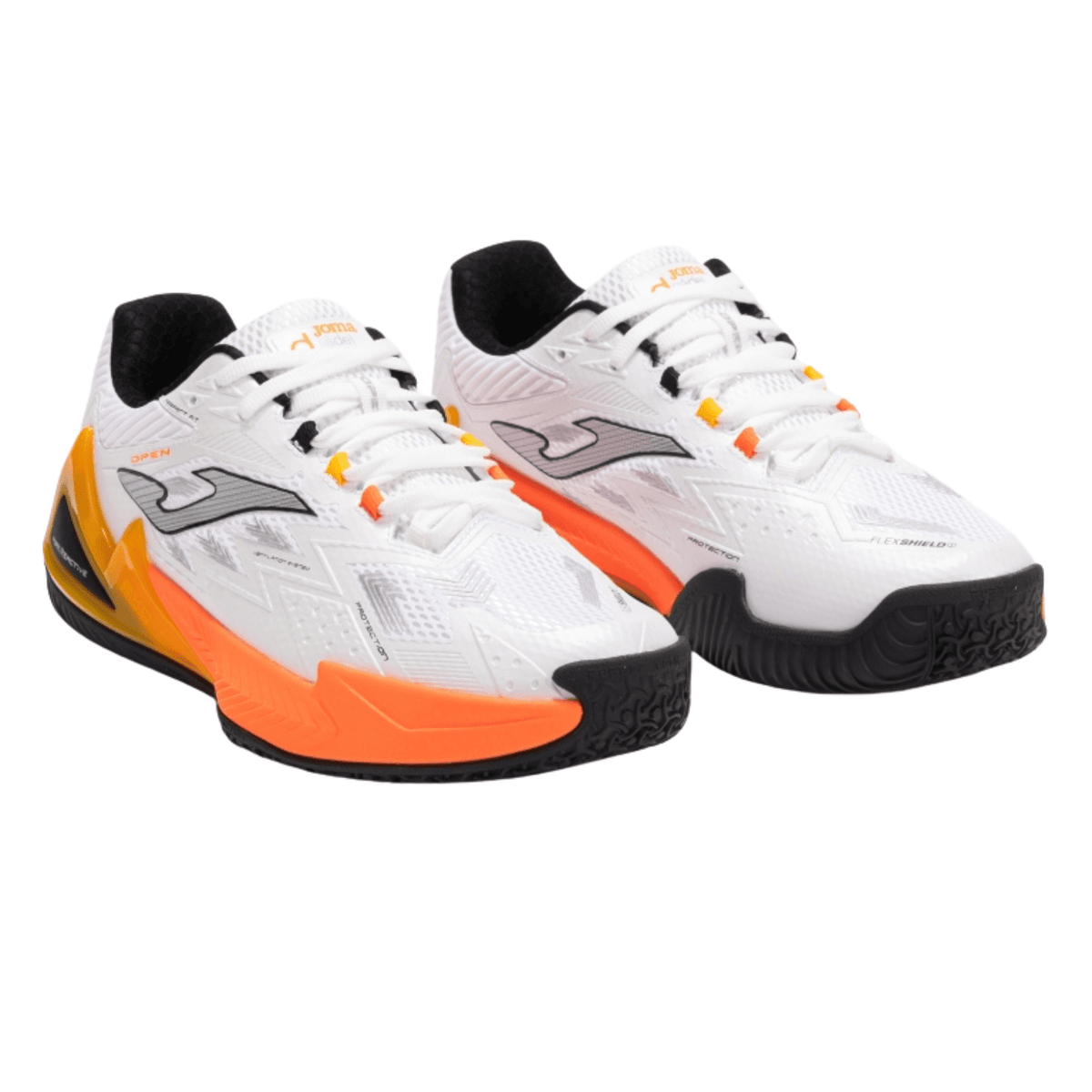 Joma Open Men White Fluorescent Saffron padelschoen heren - paar schuin vooraanzicht