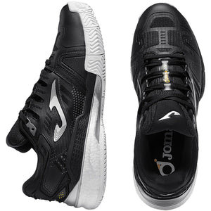 Zij- en bovenaanzicht van de Joma Slam Classic Black met zwarte veters