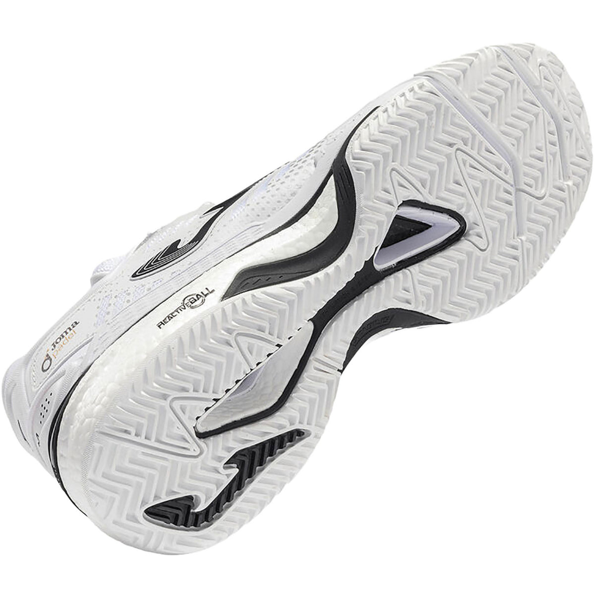 Witte zool van de Joma Slam Classic met visgraatprofiel voor kunstgras
