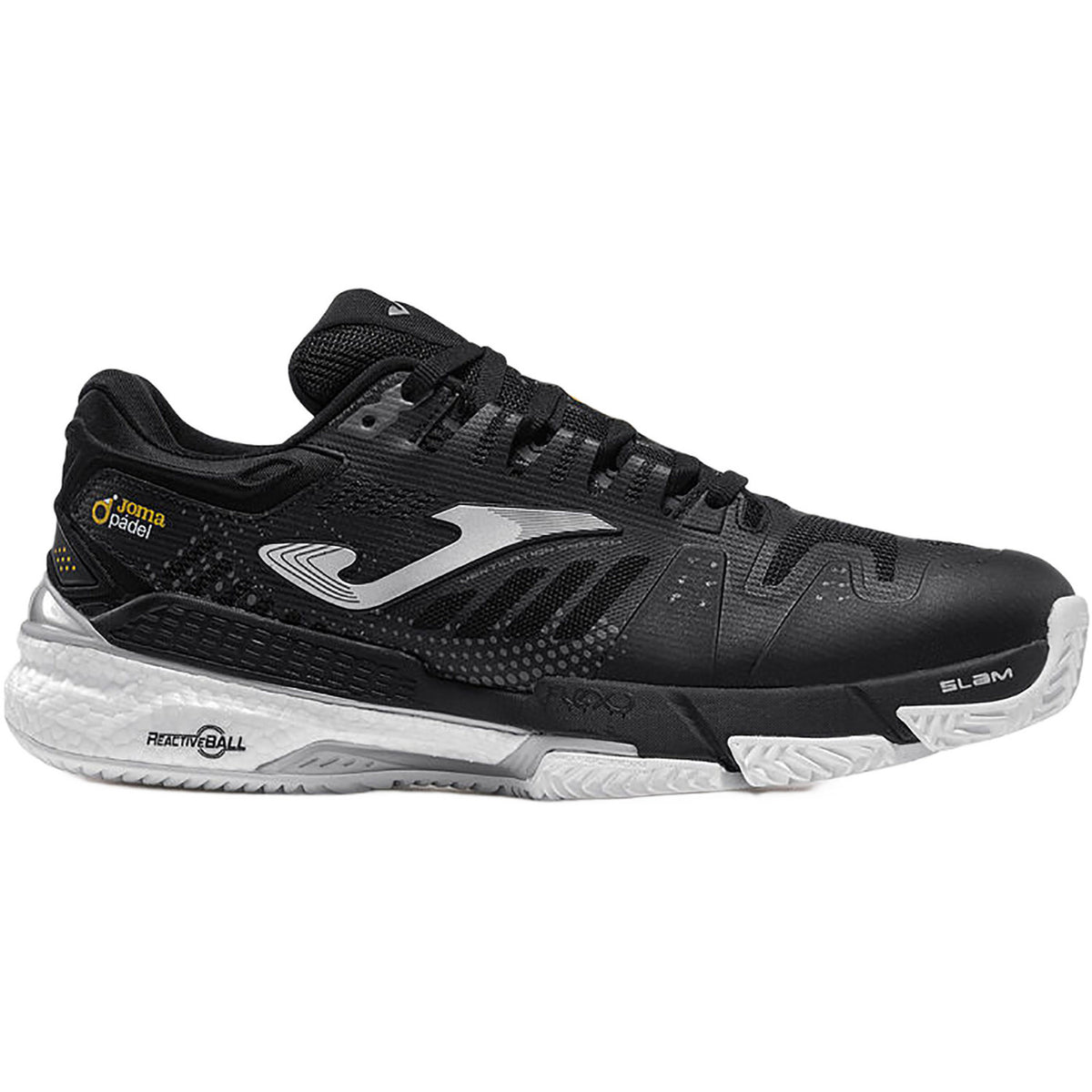 Joma Slam Classic in zwart met wit logo, zijaanzicht buitenkant