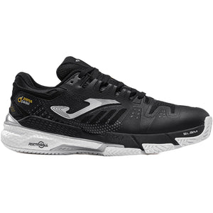 Joma Slam Classic Black padelschoen in zwart met wit logo, zijaanzicht buitenkant