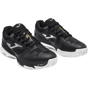 Paar zwarte Joma Slam Classic Black padelschoenen, schuin vooraanzicht