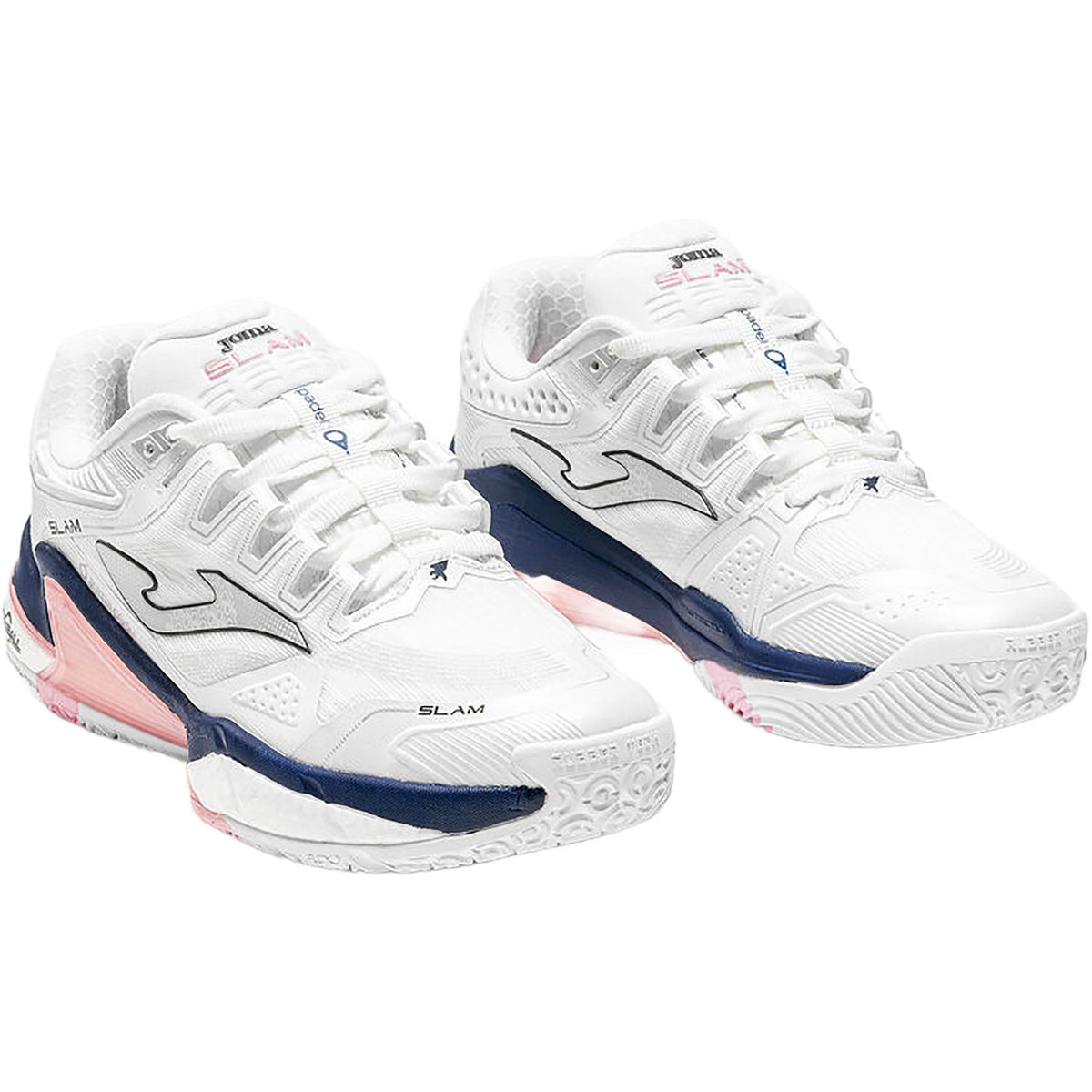Paar witte Joma Slam Lady 2026 damespadelschoenen, schuin vooraanzicht