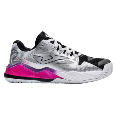 Joma Spin Lady 2026 in wit met zilver en fuchsia, zijaanzicht buitenkant