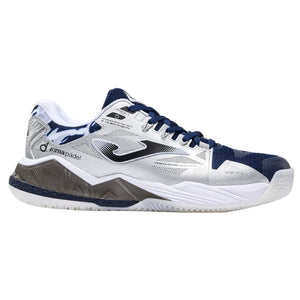 Joma Spin Men 2026 in wit met donkerblauw en grijs, zijaanzicht buitenkant