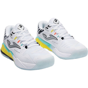 Paar Joma Spin Men 2026 White 2602 padelschoenen in wit met gele tussenzool