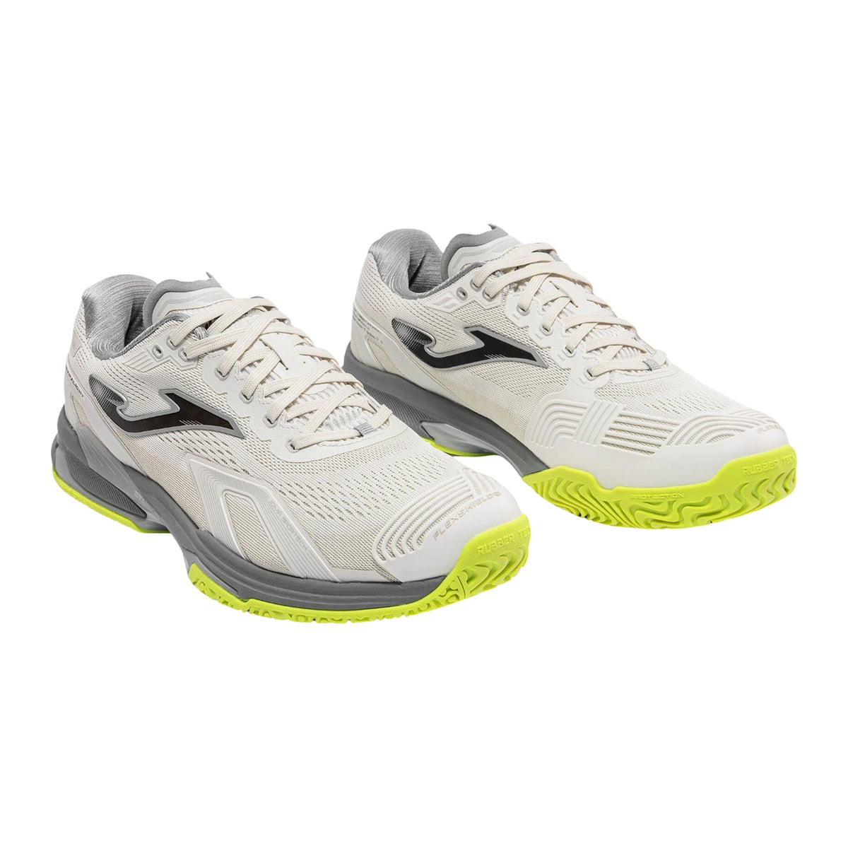 Paar Joma Ultra Light Men Light Gray padelschoenen in lichtgrijs met neongele zool