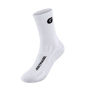 Witte Justpadel x Garrincha crew padelsok met G-logo en JUSTPADEL op de wreef