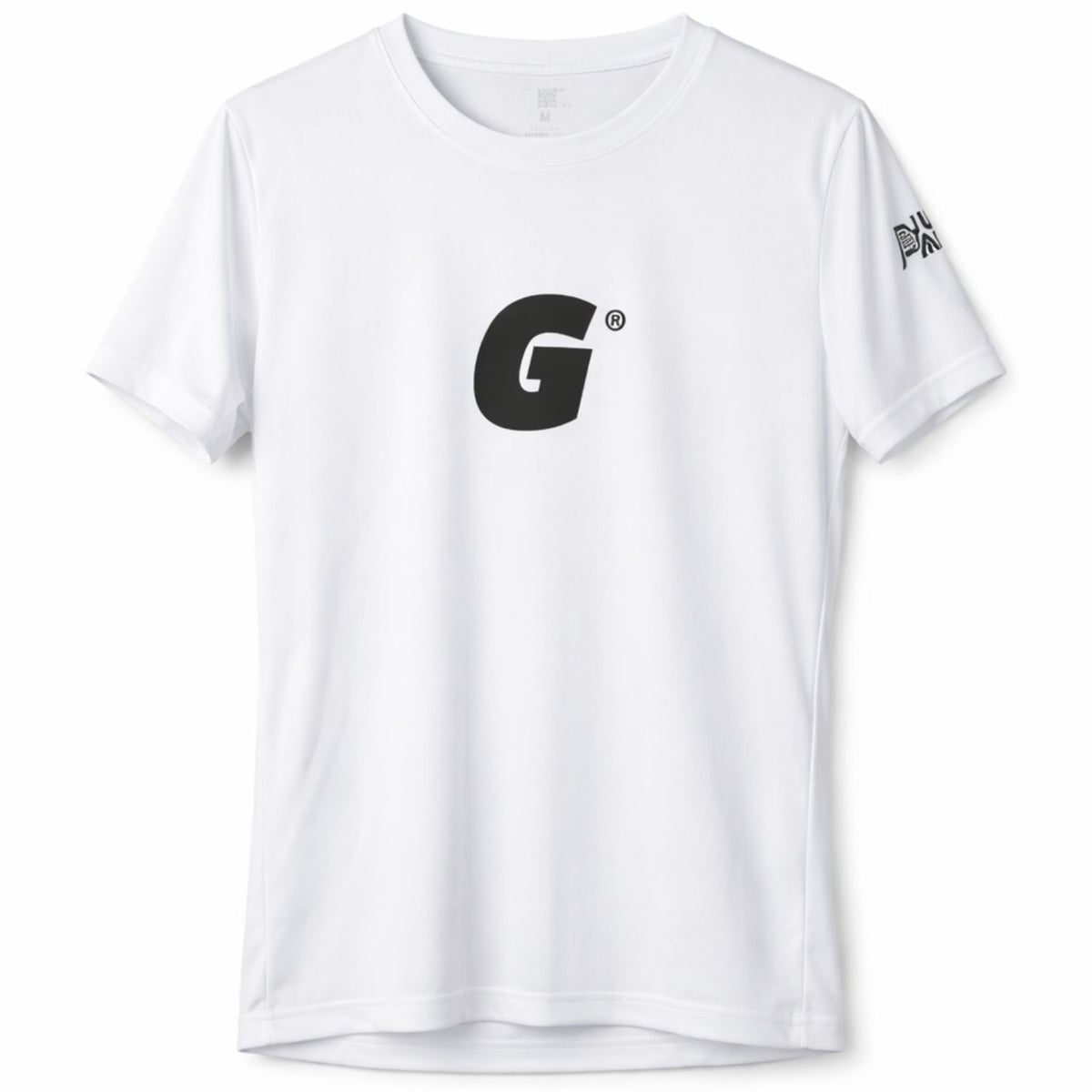 Justpadel x Garrincha damesshirt in wit met zwarte G-print, vooraanzicht