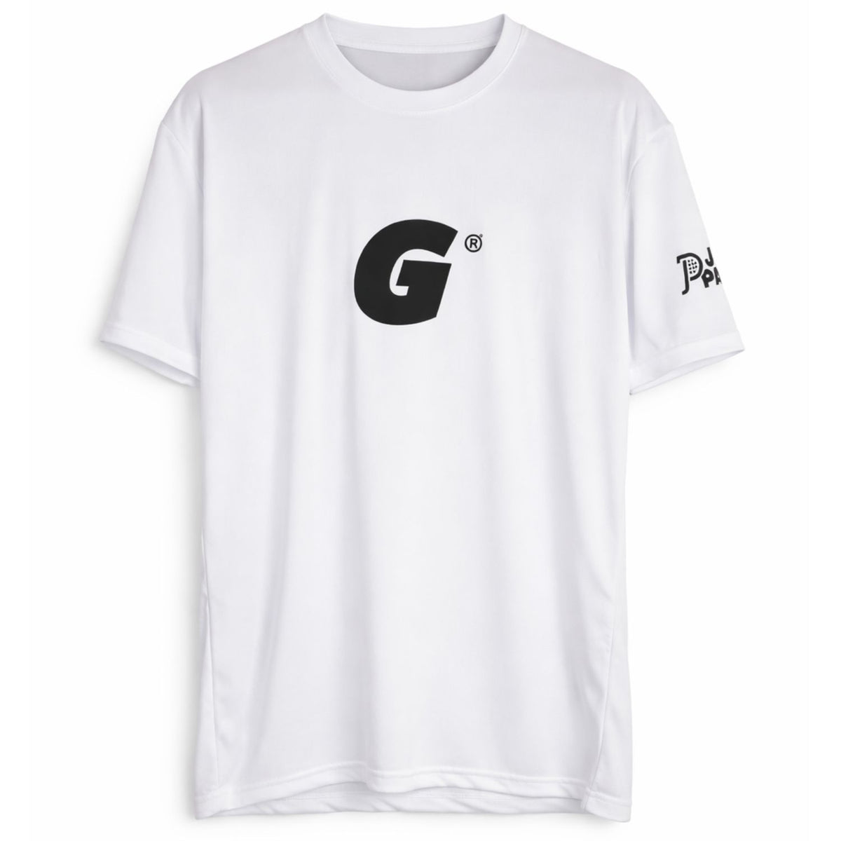 Justpadel x Garrincha T-shirt voor heren in wit met grote zwarte G op de borst