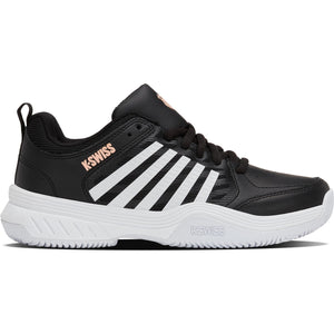 K-Swiss Court Express 2 Clay Woman Black/White/Peach Parfait, zijaanzicht buitenkant