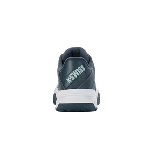 Achteraanzicht van de donkergroene K-Swiss Court Express HB met K-Swiss-hiellabel
