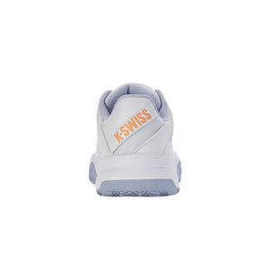 Hielpartij van de witte K-Swiss Court Express HB met oranje K-Swiss-logo
