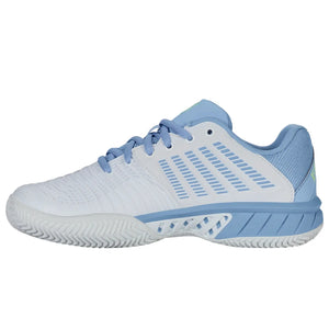 Binnenzijde van de witte K-Swiss Express Light 3 Clay W met lichtblauwe zool