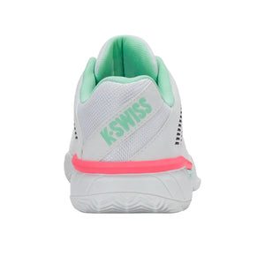 Achteraanzicht van de K-Swiss Express Light 3 Clay W met mintgroene hielpartij