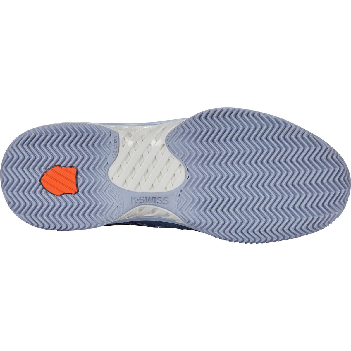 Lichtblauwe zool van de K-Swiss Hypercourt Express 2 Clay met visgraatprofiel