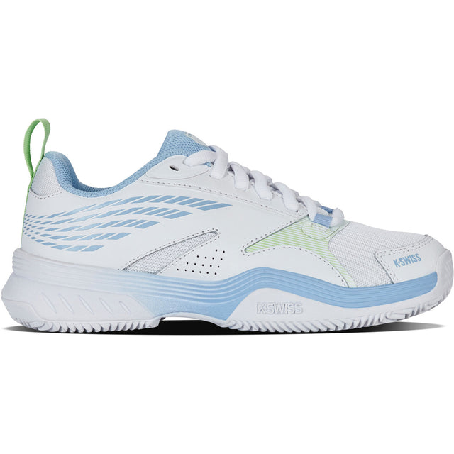 K-Swiss Speedex Clay W damespadelschoen in wit met lichtblauw, zijaanzicht