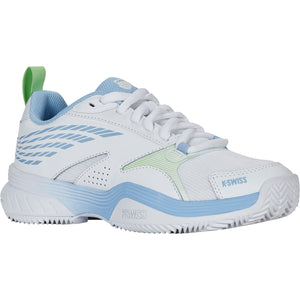 Binnenzijde van de witte K-Swiss Speedex Clay W met mintgroen accent