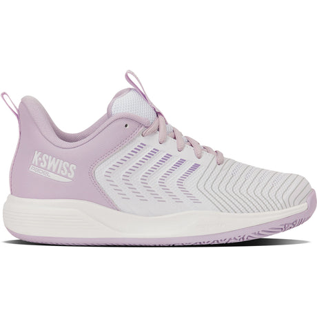 K-Swiss Ultrashot Light padelschoenen voor dames in wit met lila, zijaanzicht