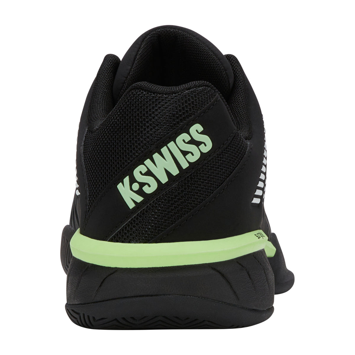 K-Swiss Express Light 3 Clay Black/Soft Neon Green, achteraanzicht met gewatteerde enkelkraag