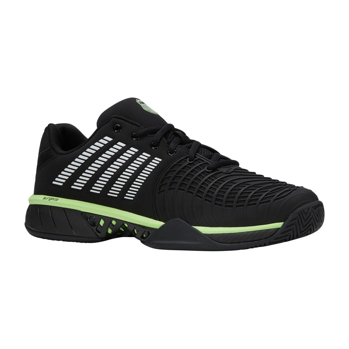 K-Swiss Express Light 3 Clay Black/Soft Neon Green, driekwart vooraanzicht