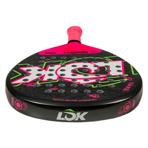 Bovenaanzicht van het roze Lok Be Flow 2 met LOK-wordmark op de framerand