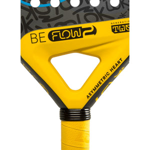 Detail van het gele hart van het Lok Be Flow 2 met Be Flow-opdruk