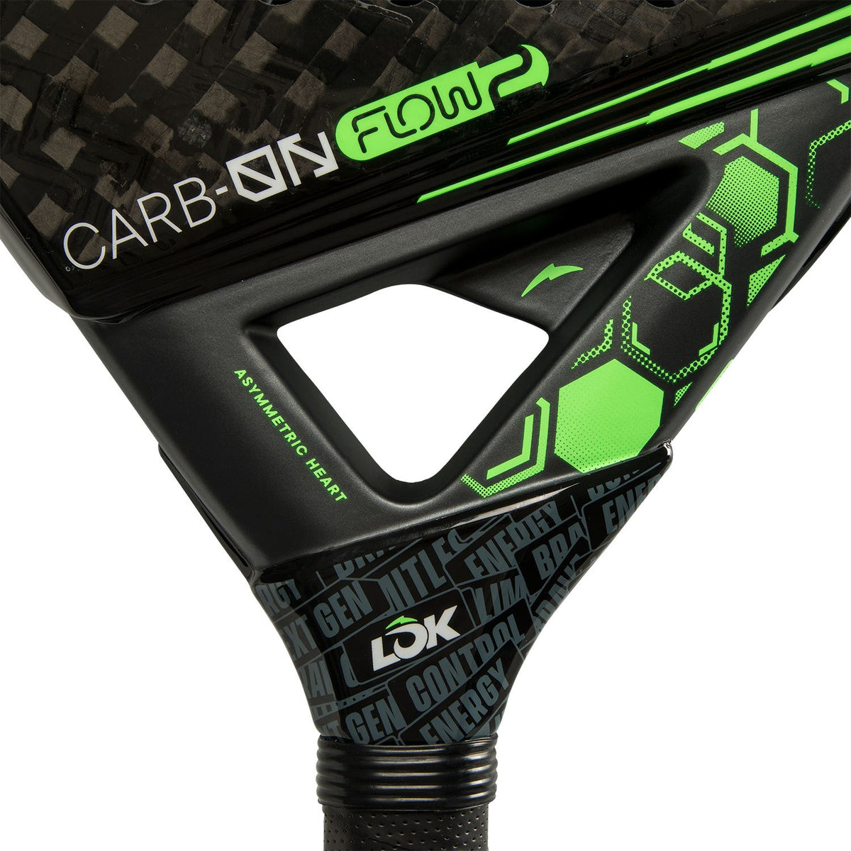 Detail van het hart van het Lok Carbon Flow 2 met Carbon Flow-opdruk