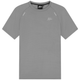 Vooraanzicht van het grijze Malelions Padel Vortex T-Shirt met wit logo op de borst