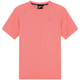 Vooraanzicht van het koraalroze Malelions Padel Vortex T-Shirt met zwarte halsbies