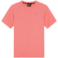 Vooraanzicht van het koraalroze Malelions Padel Vortex T-Shirt met zwarte halsbies
