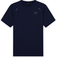Vooraanzicht van het donkerblauwe Malelions Padel Vortex T-Shirt met ronde hals