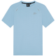 Vooraanzicht van het lichtblauwe Malelions Padel Vortex T-Shirt met zwarte binnenkraag