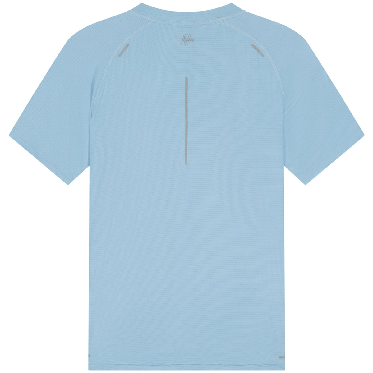 Achterkant van het lichtblauwe Malelions Padel Vortex T-Shirt met reflecterende details