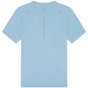 Achterkant van het lichtblauwe Malelions Padel Vortex T-Shirt met reflecterende details