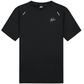 Vooraanzicht van het zwarte Malelions Padel Vortex T-Shirt met wit Malelions-logo