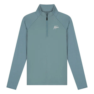 Malelions Sport Ace sweater met kwartrits in turquoise, vooraanzicht met logo