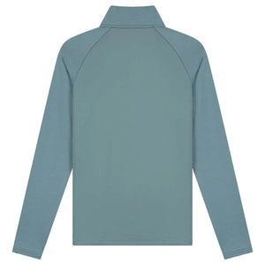 Achterzijde van de blauwgroene Malelions Sport Ace Quarter Zip met raglanmouwen