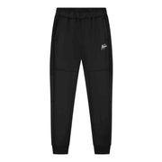 Malelions Sport Ace Trackpants in Black, vooraanzicht met wit logo op het dijbeen