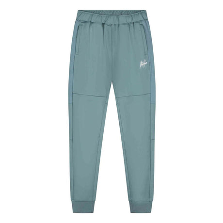 Vooraanzicht van de grijsgroene Malelions Sport Ace Trackpants met elastische enkelboord