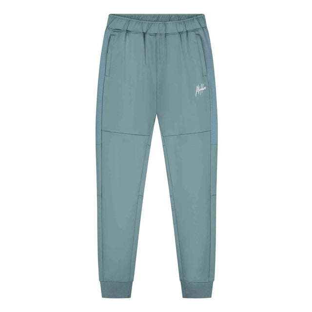 Vooraanzicht van de grijsgroene Malelions Sport Ace Trackpants met elastische enkelboord