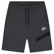 Malelions Sport Counter short in antraciet met ritszak, vooraanzicht