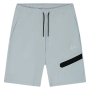 Malelions Sport Counter Shorts in Light Blue met zwarte ritszak, vooraanzicht