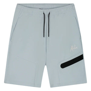 Malelions Sport Counter Shorts in Light Blue met zwarte ritszak, vooraanzicht