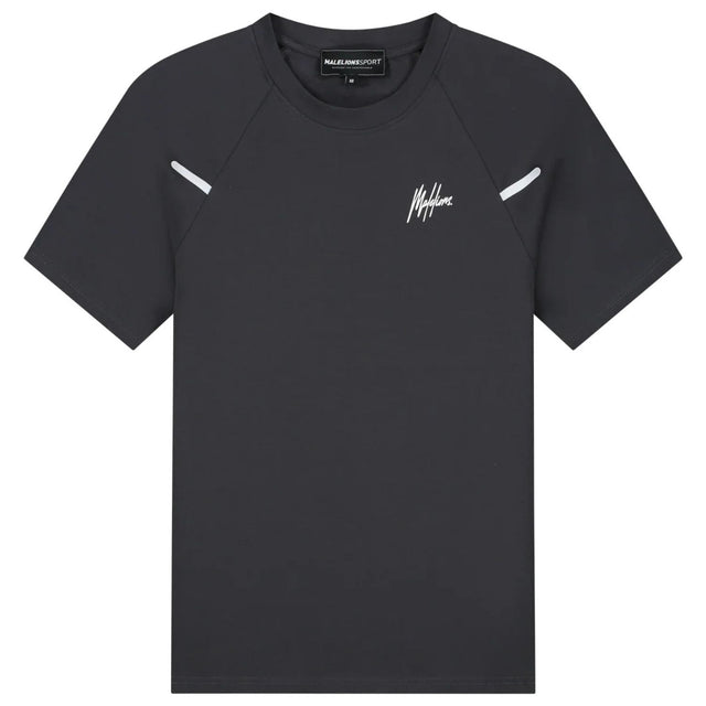 Malelions Sport Counter T-shirt in antraciet met reflectiestrepen, vooraanzicht