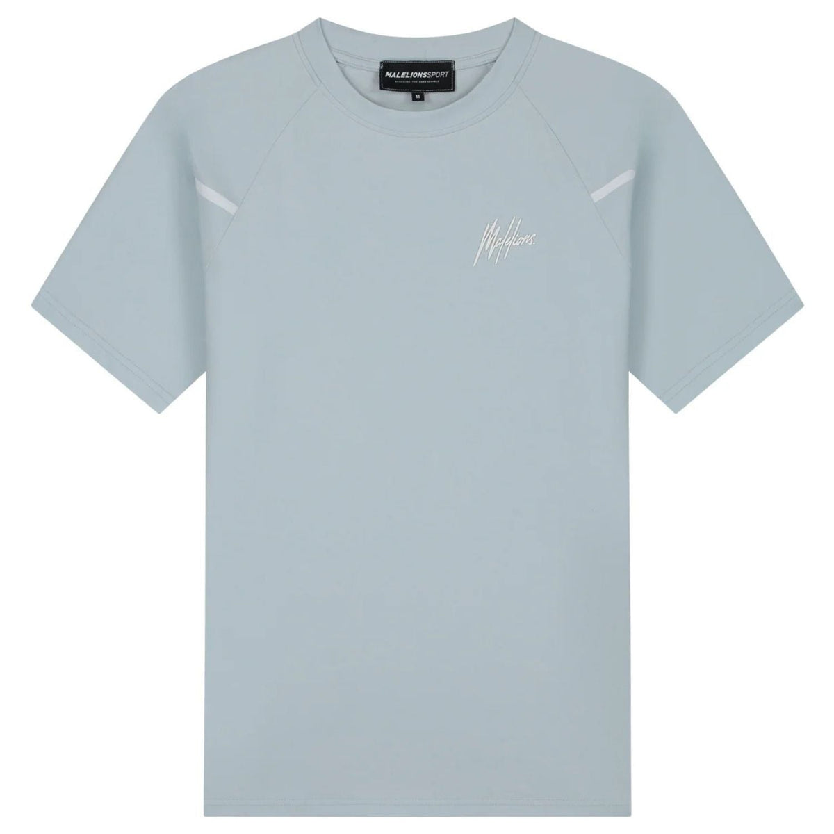 Malelions Sport Counter T-Shirt in Light Blue met logo op de borst, vooraanzicht